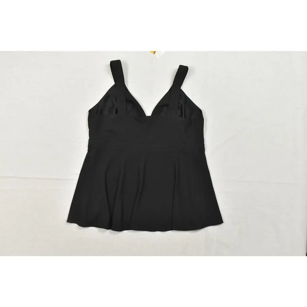 Torrid Women's Size 0 Black Zip Front Peplum Tank Top Sleeveless V-Neck Textured - Picture 8 of 8